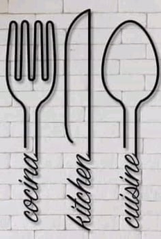 Laser Cut Cutlery Kitchen Wall Decoration Design Vector File
