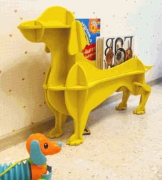 Laser Cut Dachshund Bookshelf Dog Storage Rack Free Vector