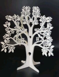 Laser Cut Decor Tree Jewelry Stand CDR Free Vector