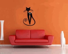 Laser Cut Decorative Cat Wall Clock CDR and DXF File