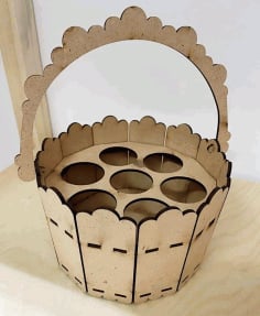 Laser Cut Decorative Easter Bucket Easter Egg Basket Free Vector