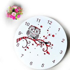 Laser Cut Decorative Owl Wall Clock DXF and CDR Free Vector File