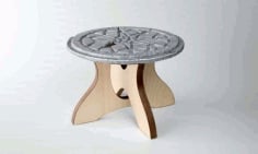 Laser Cut Decorative Round Table with Flower Stand CDR File