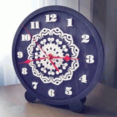 Laser Cut Decorative Table Clock, Wooden Clock Face Vector File