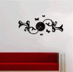 Laser Cut Decorative Wall Clock with Butterflies Flying DXF File