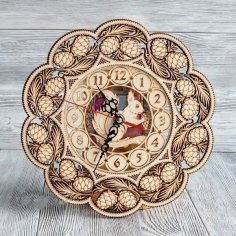 Laser Cut Decorative Wall Clock with Squirrel Free CDR File