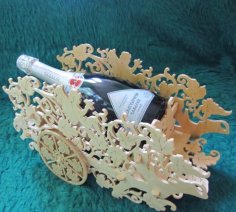 Laser Cut Decorative Wine Bottle Carriage Holder CDR File