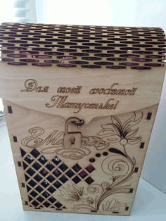 Laser Cut Decorative Wine Box 3mm Plywood CDR File