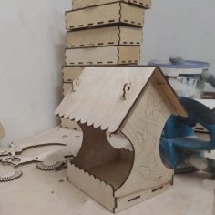 Laser Cut Decorative Wooden Bird Feeder Wood Bird House Plywood 4mm Vector File