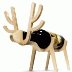 Laser Cut Deer Bottle Stand Wooden Animal Wine Holder CDR File