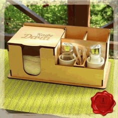 Laser Cut Dining Table Napkin and Spice Holder Toothpick Holder Free CDR Vectors File