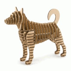 Laser Cut Dog 3D Puzzle, Animal Wooden Model Free CDR and DXF Vector