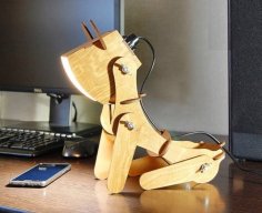 Laser Cut Dog 3D Wooden Table Lamp CDR File