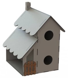 Laser Cut Double Story Wooden Bird House CDR File