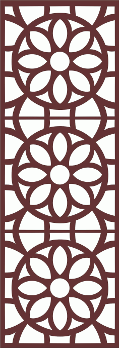 Laser Cut Drawing Room Grill Floral Seamless Design DXF File