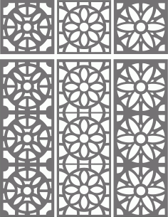 Laser Cut Drawing Rooms Grill Floral Seamless DXF File