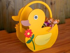 Laser Cut Duck Basket Candy Gift Basket with Handle 3mm Vector File