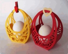 Laser Cut Easter Basket Layout Wooden Egg Holder Basket Vector File