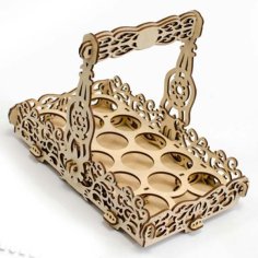 Laser Cut Easter Basket with Foldable and Fixed Handle Vector File