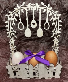 Laser Cut Easter Bunny Treat Box, Wooden Egg Holder Stand Free Vector