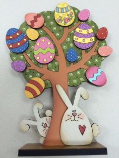 Laser Cut Easter on the Tree Christmas Gift Decor CDR file