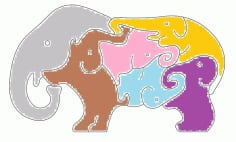 Laser Cut Elephant Puzzle CDR, DXF and Ai Vector File