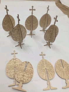 Laser Cut Engraved Cross Easter Eggs Plywood Template Free CDR Vectors File