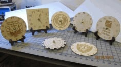 Laser Cut Engraved Wooden Clocks With Logos CDR File CDR File