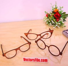 Laser Cut Fancy Party Wooden Glasses CDR and DXF File