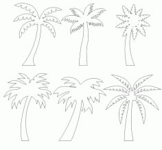 Laser Cut Files Palm Tree Art Collection Free Free Design DXF Vectors File