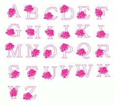 Laser Cut Flower Alphabet Design CDR, DXF and Ai File
