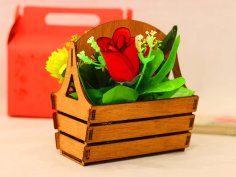 Laser Cut Flower Basket Wooden Easter Basket Gift Basket 3mm Vector File