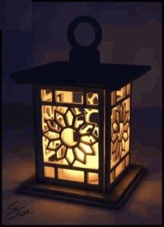Laser Cut Flower Lamp PDF, Wooden Night Light Lamp PDF Vector File