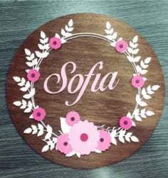 Laser Cut Flower Name Plate Design CDR, DXF and Ai Vector File