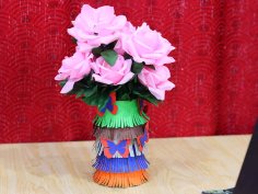 Laser Cut Flower Pot Craft Paper Flower Stand Vector File