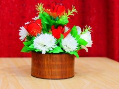 Laser Cut Flower Pot Wooden Flower Holder Template 3mm Vector File