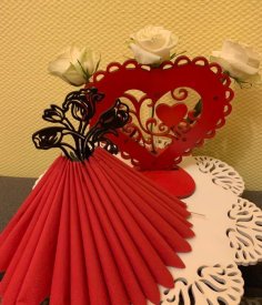 Laser Cut Flowers with Heart Napkin Holder CDR File