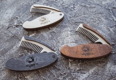 Laser Cut Folding Hair and Beard Comb Free CDR Vectors File