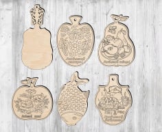 Laser Cut Foot Cutting Boards Set, Wooden Chopping Board Vector File