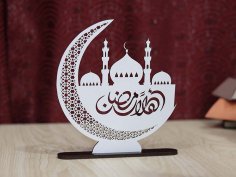 Laser Cut Freestanding Ramadan Crescent Moon Decorative Stand 3mm Vector File