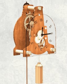 Laser Cut Gear Wooden Clock Drawing in PDF File
