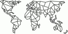 Laser Cut Geometric World Map CDR, DXF and Ai Vector File