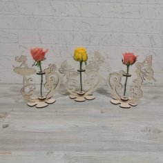 Laser Cut Glass Tube Plant Pot Plywood Decor Girl Flower Stand CDR File