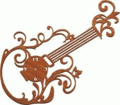 Laser Cut Guitar Wall Clock CDR and DXF File