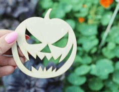 Laser Cut Halloween Jack o Lantern Face Hot Coaster size 768×512 Vector File