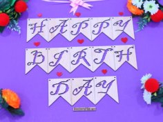 Laser Cut Happy Birthday Background Decoration Tags Vecotor File