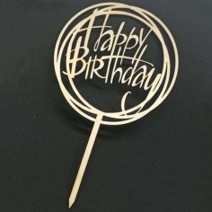 Laser Cut Happy Birthday Cake Topper Design Free CDR and DXF Vector File