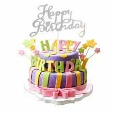 Laser Cut Happy Birthday Cake Topper Party Decoration CDR File