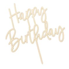 Laser Cut Happy Birthday Wooden Cake Topper Vector File