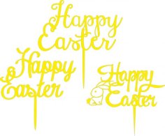 Laser Cut Happy Easter Topper Layout CDR File